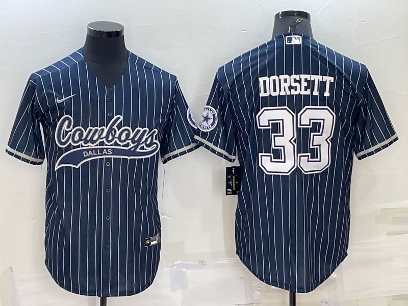 Men Dallas Cowboys #33 Dorsett Blue stripe 2022 Nike Co branded NFL Jersey